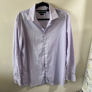 Men’s John Varvatos Button down cotton Dress Shirt slim fit Lavender 17 1/2 EUC